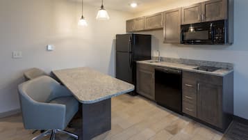 Mini-fridge, microwave, coffee/tea maker