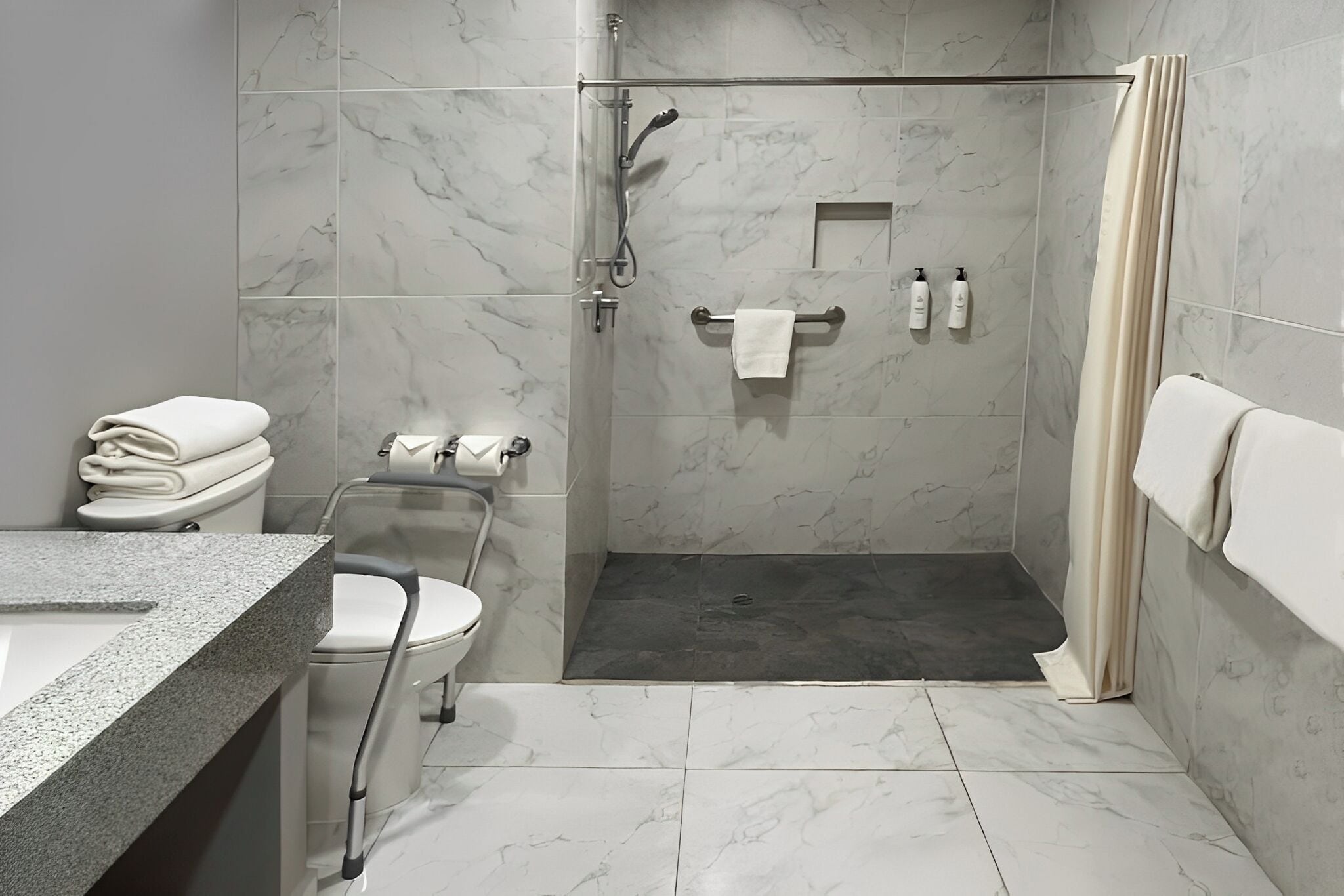 room, 2 double beds, accessible, non smoking | bathroom | free toiletries, hair dryer, towels, soap