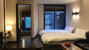 Superior Twin Room with Private Partial Open-air Bath | In-room safe, free WiFi, bed sheets