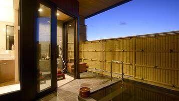 Japanese Western Style Room with Open-air bath | Bathroom | Separate tub and shower, spring water tub, free toiletries, hair dryer