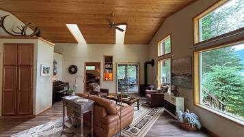 TV, fireplace, DVD player, books