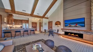 TV, fireplace