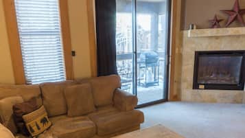 Televisión, chimenea, videojuegos y reproductor de DVD