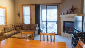 Televisión, chimenea, videojuegos y reproductor de DVD