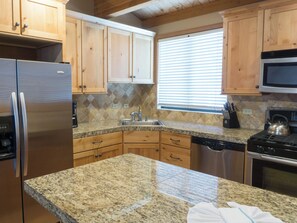 Fridge, microwave, oven, dishwasher
