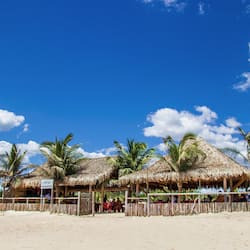 On the beach, free beach cabanas, beach bar