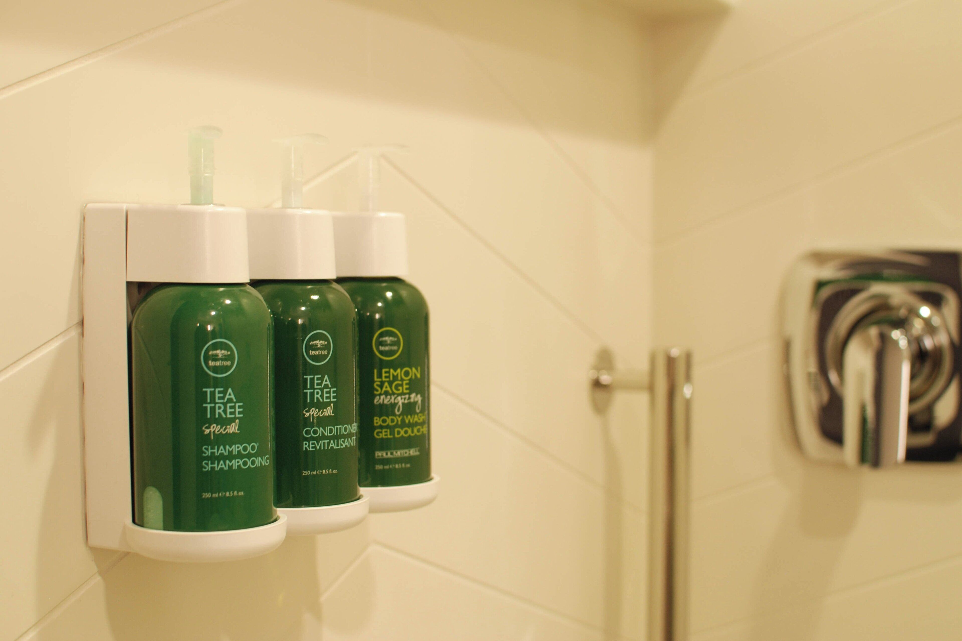 free toiletries, hair dryer, towels