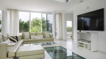 Smart TV, fireplace, ping pong