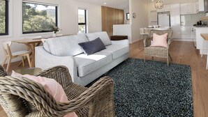 Design Chalet, 2 Bedrooms | Living area | Flat-screen TV - Grasmere Chalet (Crackenback)