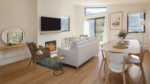 Design Chalet, 2 Bedrooms | Living area | Flat-screen TV - Grasmere Chalet (Crackenback)
