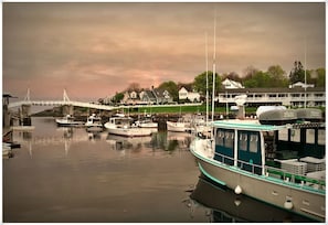 Stunning harbor views from a tranquil waterfront residence.
