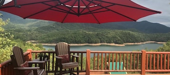 Lakefront 3-bedroom cabin on Fontana Lake with stunning views and a private dock