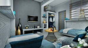 1 makuuhuone, tallelokero huoneessa, työpöytä, äänieristys