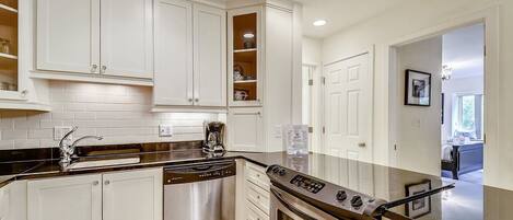 Fridge, microwave, oven, dishwasher