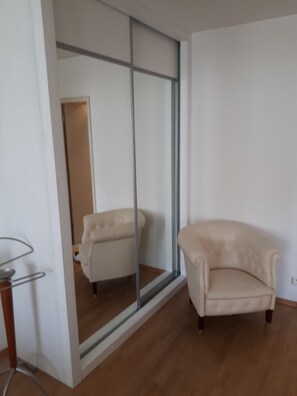 Comfort Apartment, 1 King Bed, Balcony, City View | 1 bedroom, desk, laptop workspace, iron/ironing board - Vaclav (Prague)