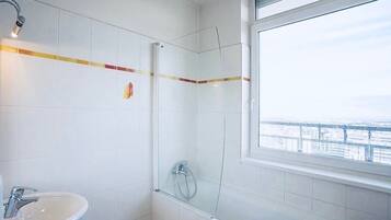 Design Apartment, 1 King Bed, City View | Bathroom | Separate bathtub and shower, deep-soaking bathtub, hair dryer, bidet
