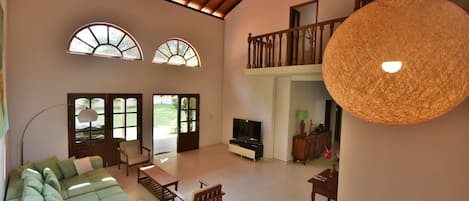 TV, DVD player, video library