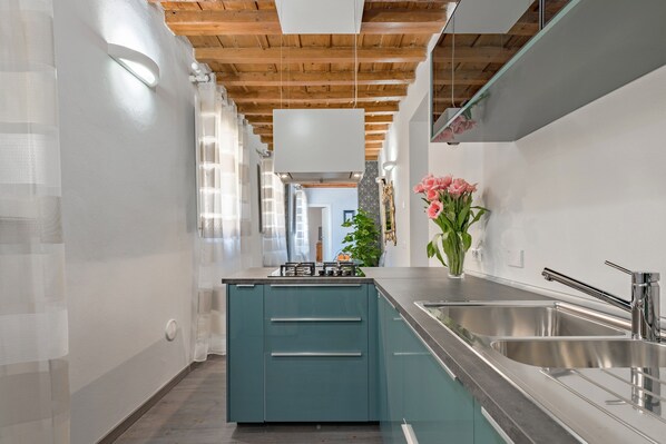 Fridge, microwave, oven, stovetop - Casa Gallo Florence: a relaxing corner in the historic center of Florence. (Firenze)