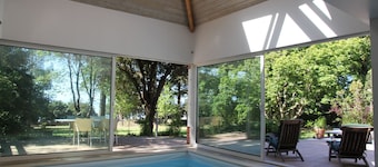House with heated indoor pool, sleeps 2 to 6, on seafront property