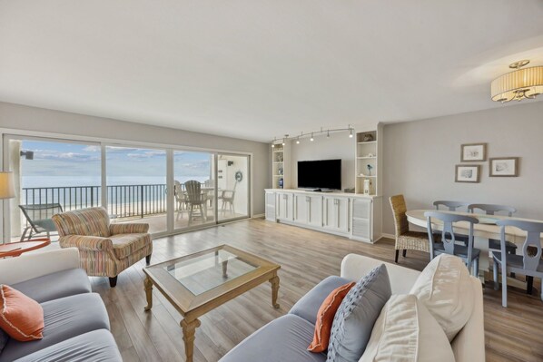 Condo, 3 Bedrooms | Living area - Beach Cottage Look Condo, Ocean View from Spacious Balcony by RedAwning (Fernandina Beach)