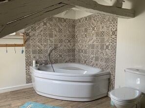 Bathtub, hair dryer, bidet