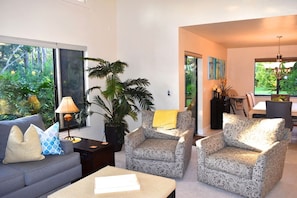 TV, fireplace, DVD player, books