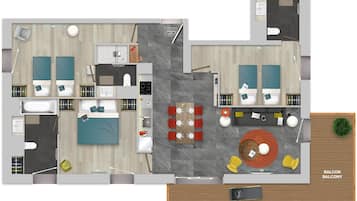 Appartement, 3 chambres | Plan dâĂ©tage