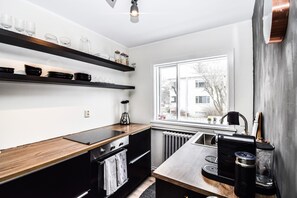 Apartment, 1 Bedroom (172391) | Private kitchen | Full-sized fridge, oven, stovetop, coffee/tea maker - Apartment V20 (Reykjavik)