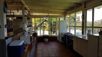 Basic House, Multiple Beds, Pool View | Private kitchen | Fridge, microwave, oven, stovetop