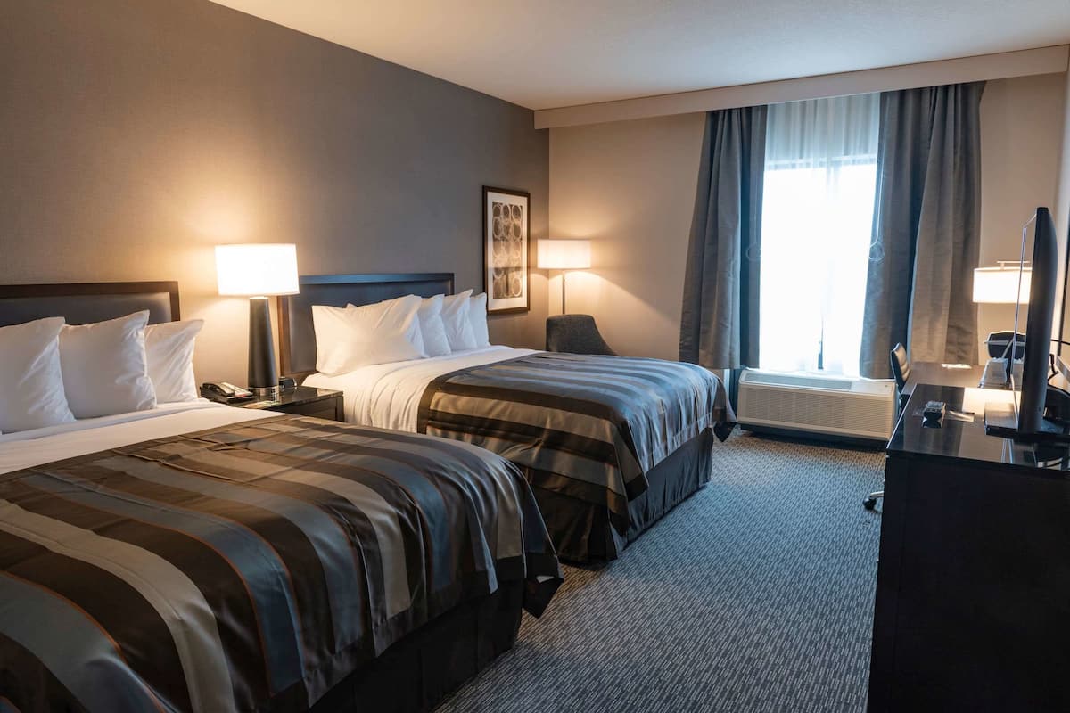 Premium bedding, pillow-top beds, desk, blackout curtains