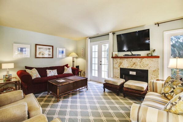 Flat-screen TV, DVD player