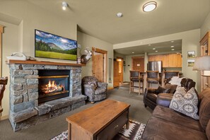 TV, fireplace, DVD player