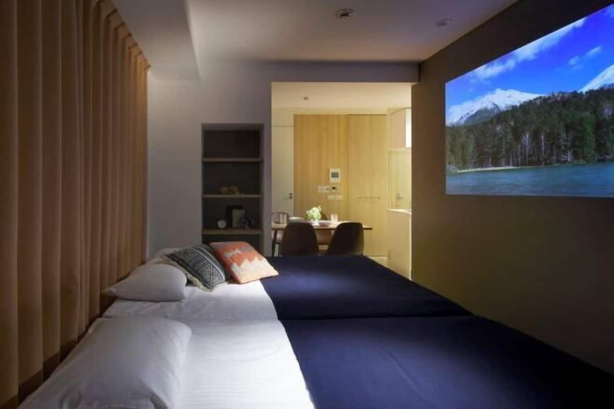 Individually decorated, individually furnished, desk, laptop workspace