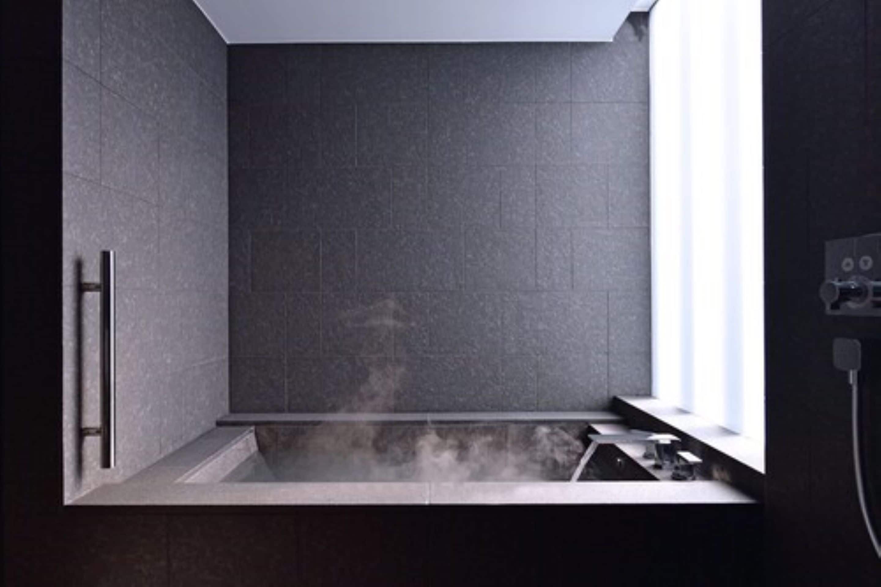 Separate bathtub and shower, deep-soaking bathtub, rainfall showerhead