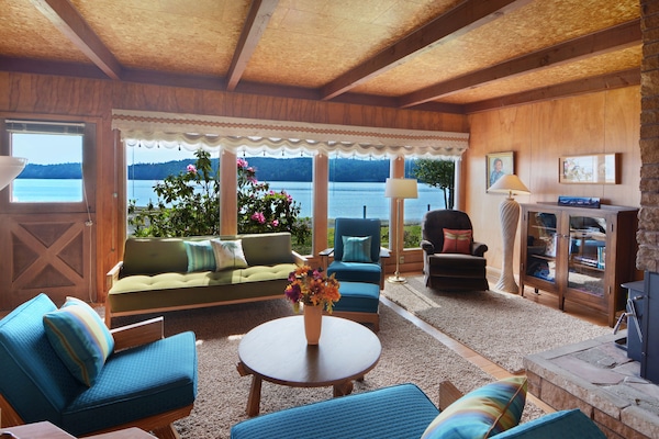 Televisión, chimenea, reproductor de DVD