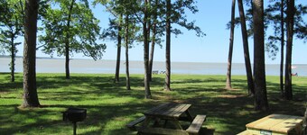 Lake and marina view, Cape Royale under the trees, newly remodeled kitchen
