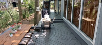 Lake and marina view, Cape Royale under the trees, newly remodeled kitchen