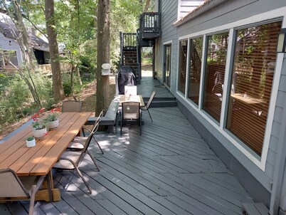 Lake and marina view, Cape Royale under the trees, newly remodeled kitchen