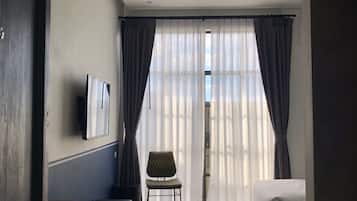 Individually decorated, individually furnished, desk, blackout curtains