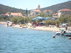 Beach nearby, sun loungers