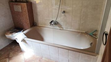 Dusche, Haartrockner, HandtĂŒcher, Seife