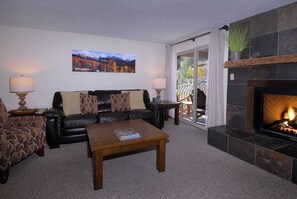TV, fireplace, offices