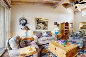 Televisio, DVD-soitin, kirjoja, videokirjasto