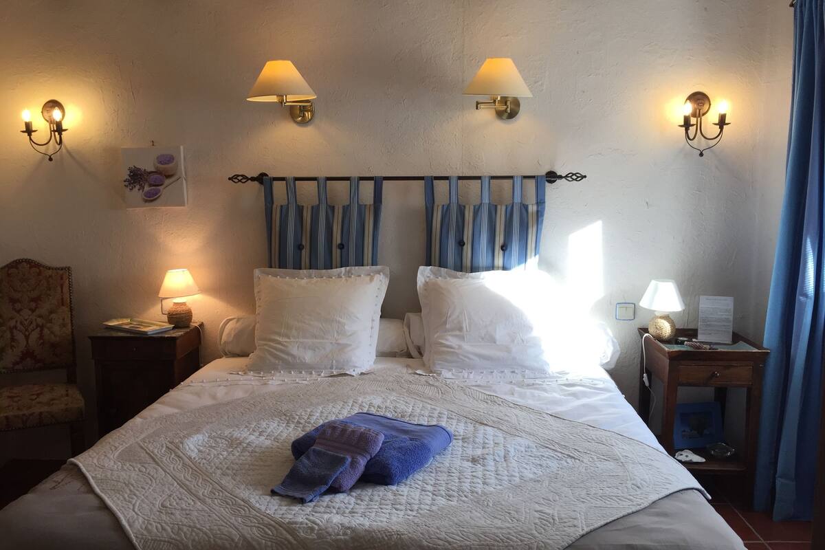 Chambre Double Romantique, 1 très grand lit, vue jardin
