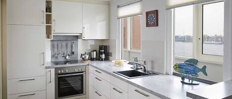 Fridge, microwave, oven, dishwasher