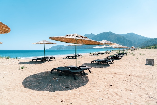 Private beach, sun-loungers, beach umbrellas