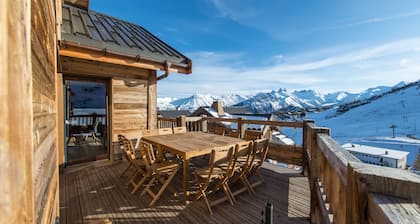 Chalet 5 * clasificado de 335m2, en las pistas, piscina y cine