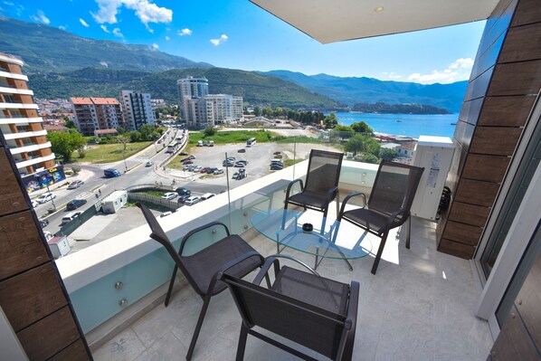 Luxury Condo, 2 Bedrooms, Sea View | Terrace/patio - Wow Hotel Alltime Montenegro Apartments (Budva)