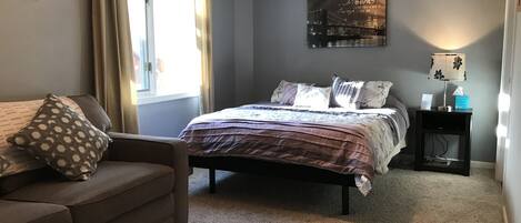 1 bedroom, memory-foam beds, desk, iron/ironing board