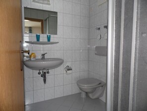 Hair dryer, towels, toilet paper